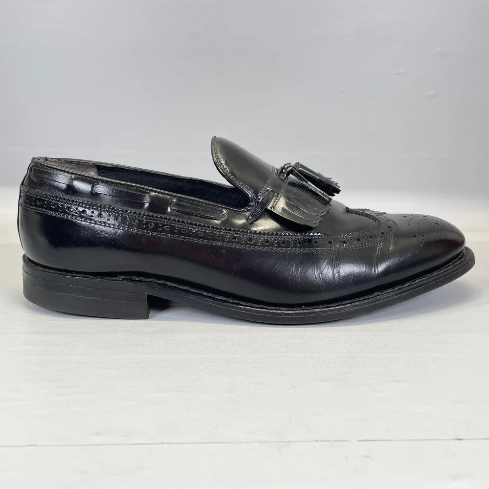 Stuart McGuire Wingtip Tasseled Loafers Mens Size 10 Black Leather Dress Shoes